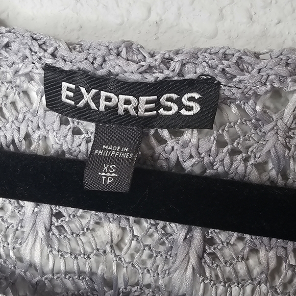 Express Crochet Vest Popover Womens XS Sleeveless Open Knit Sequin Sparkle Boxy - Picture 6 of 8